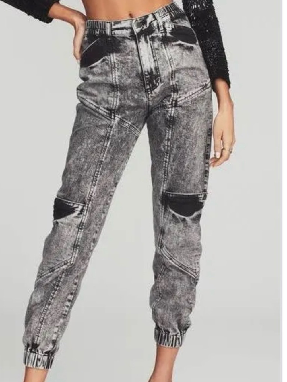 Retrofete Black Acid-Wash Jogger Jeans